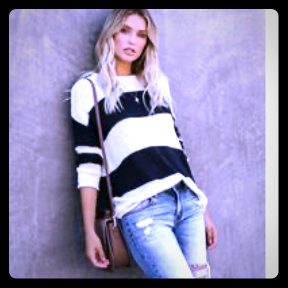 Navy and white sweater